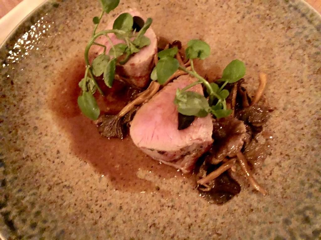 Salt restaurant, Paris, veal fillet with celery and horn-of-plenty mushrooms