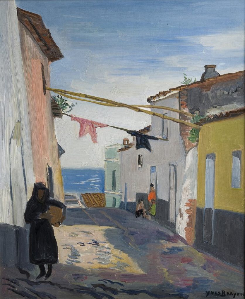 "Street in Almunecar" (1962), by Yves Brayer. © Musée Paul Valéry © ADAGP, Paris 2018. From the accompanying poem by Luis Mizón: "The phantoms bathe naked on a tiny beach between the boulders..."