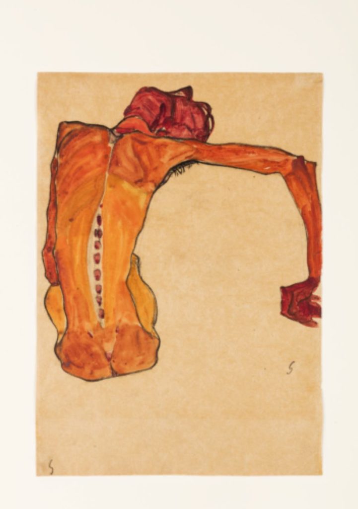 "Seated Male Nude, Back View" (1910). Neue Galerie, 