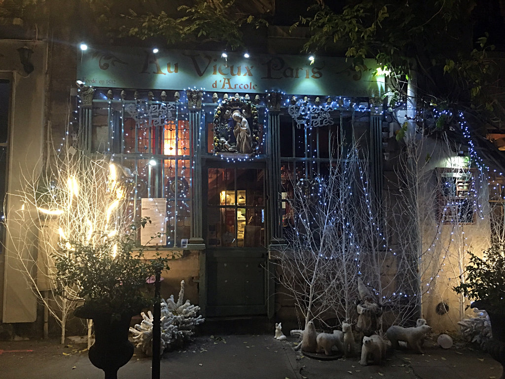Christmas lights at Au Vieux Paris.