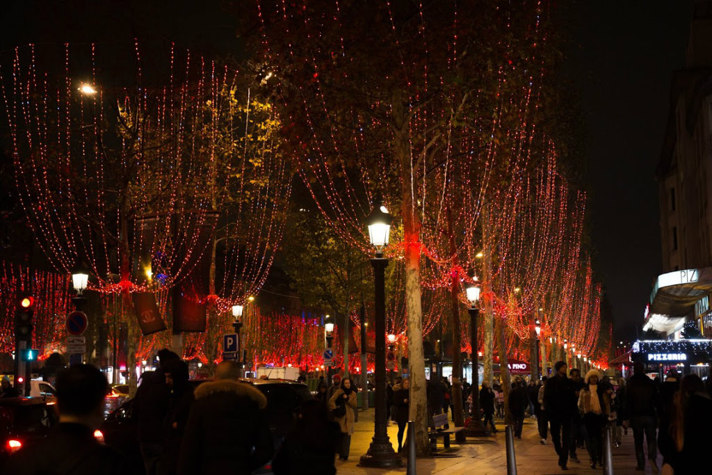 Christmas lights on the Champs-Elysées.