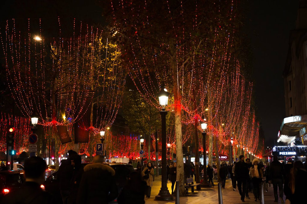 Dior with Christmas Lights on Avenue Des Champs Elysees - Paris