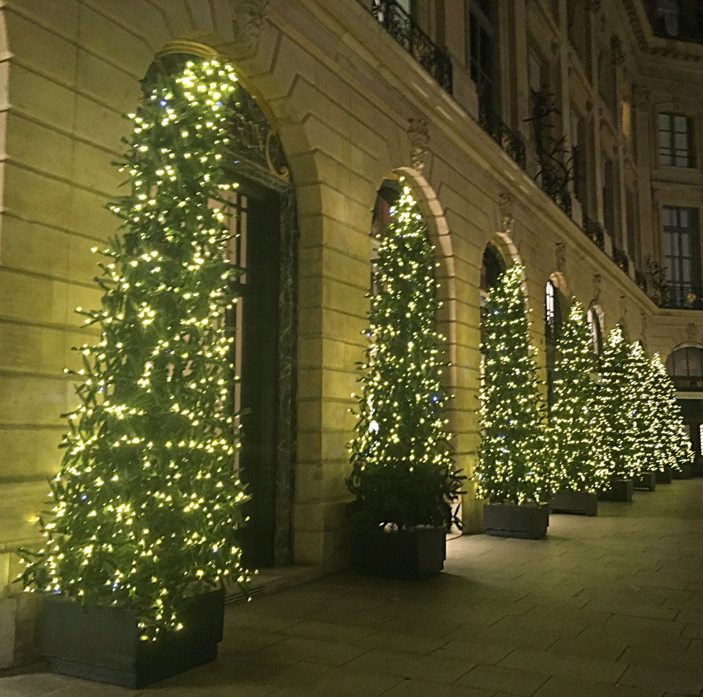 Christmas trees in the beautiful Place Vendôme.