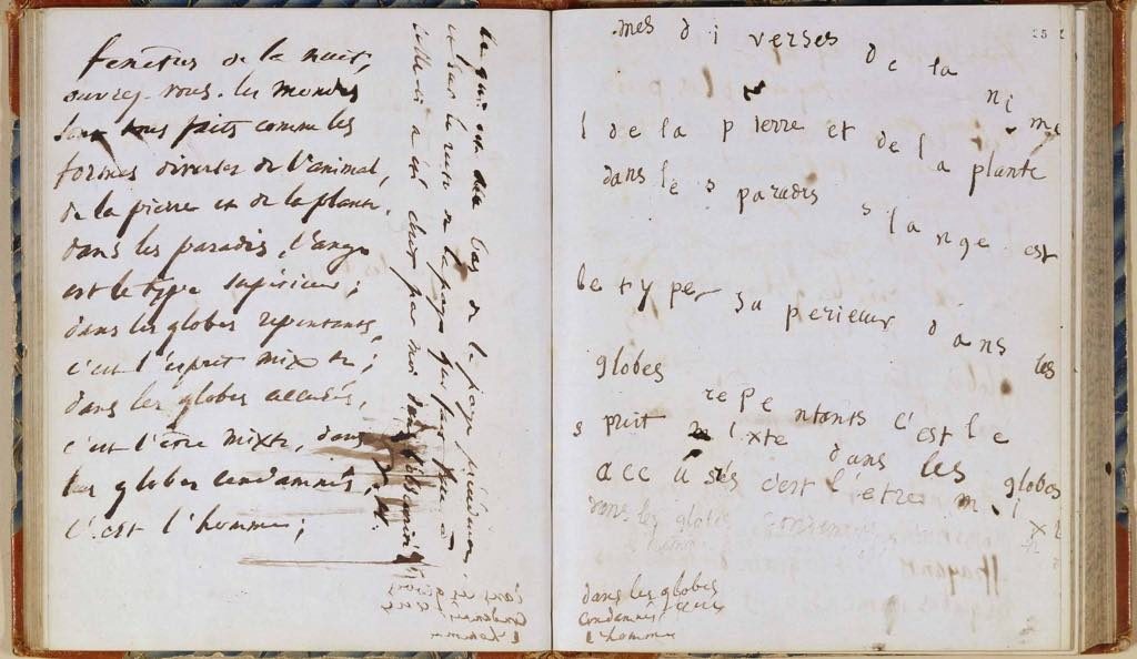 Victor Hugo’s transcription of messages from spirits during a seance on June 4, 1855. Dept. des Manuscrits, BnF