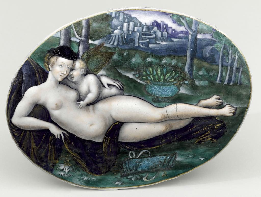 "Vénus et l’Amour" (1550), by Léonard Limosin. © Photo (C) RMN-Grand Palais (Musée du Louvre)/Jean-Gilles Berizzi