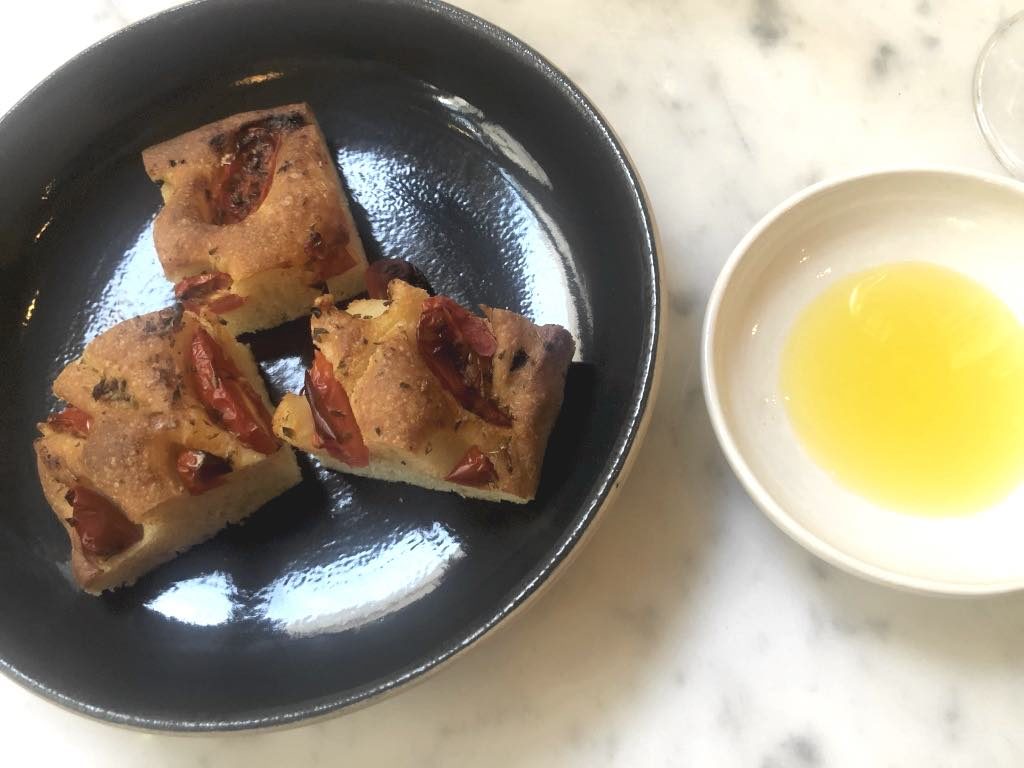 Focaccia with sun-dried tomatoes.