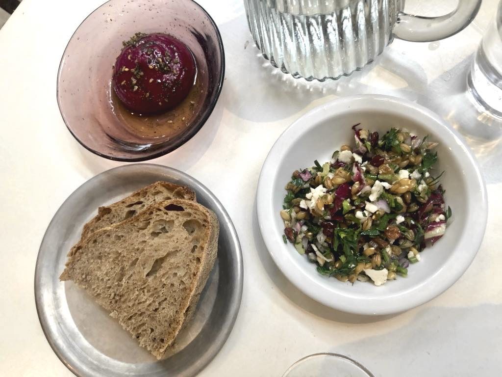 Spelt salad and creamed beets.