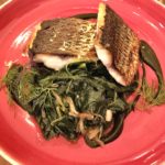 Mullet with spinach and fennel.