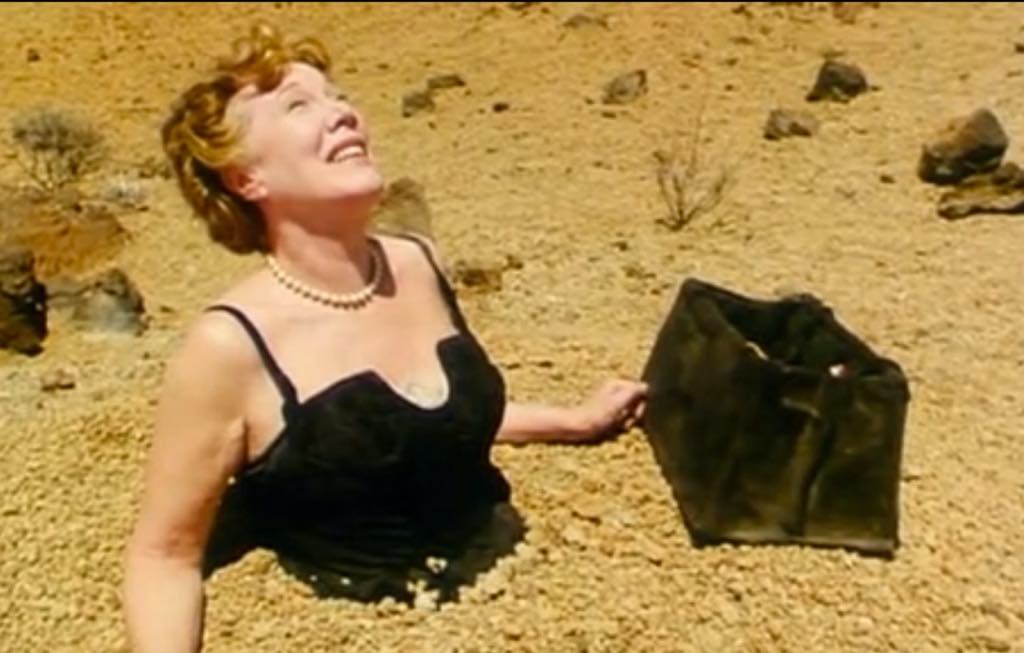Rosaleen Linehan in the TV film of Samuel Beckett’s Happy Days (2000), directed by Patricia Rozema.