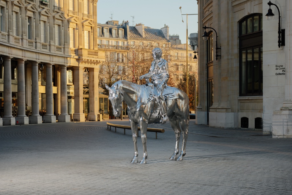 "Horse and Rider" (2014), by Charles Ray, in front of the Bourse de Commerce–Pinault Collection. © Charles Ray. Courtesy Pinault Collection. Photo. Aurélien Mole