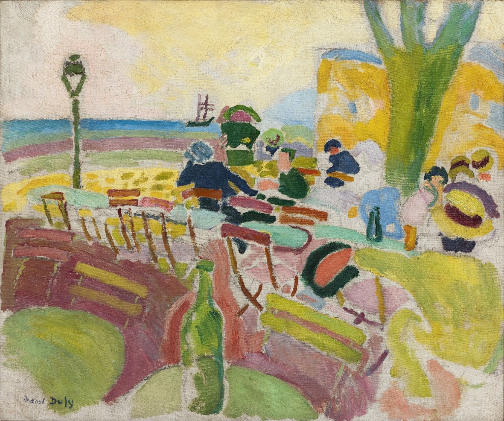"La terrasse sur la plage" (1907), by Raoul Dufy (1907). Paris Musées/Musée d’Art Moderne de Paris © 2023, ProLitteris, Zurich