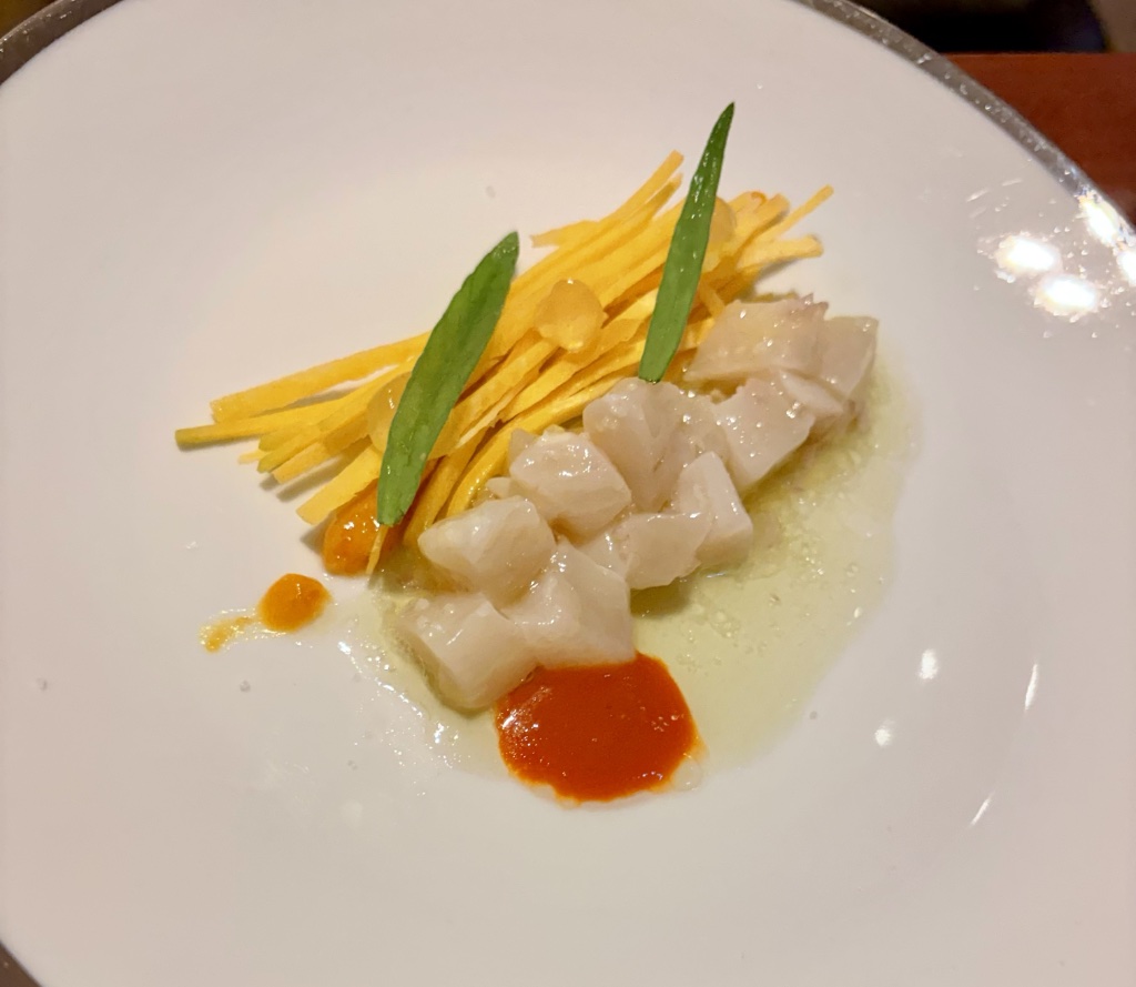 Scallops with carrots.