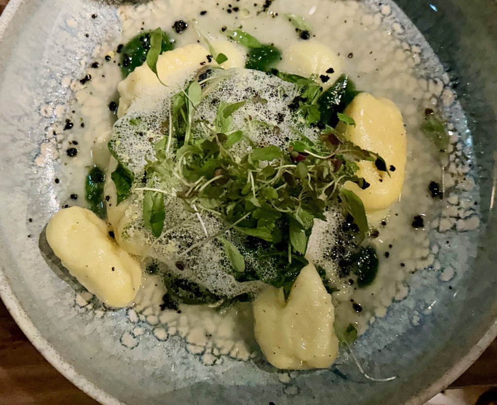 Potato gnocchi with Swiss chard.